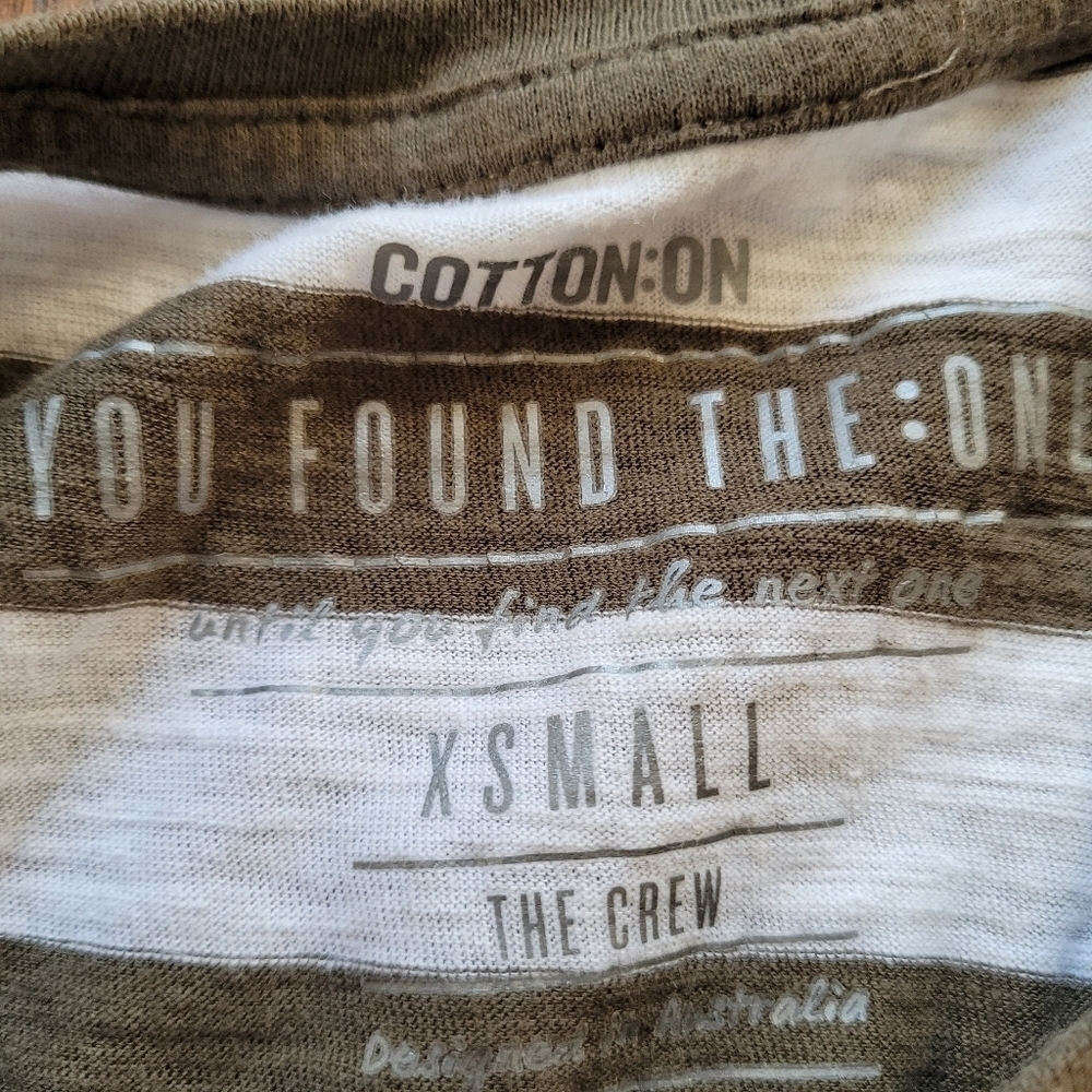 Cotton On The One Crew Neck Olive White Stripe T-shirt Size Women's XS - Picture 9 of 10